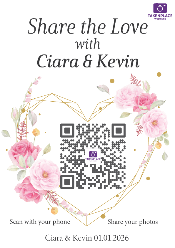 share the love heart qr code tablecard example for wedding
